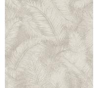 Grandeco Floating Leaf Feather Textured Wallpaper, Beige, Brown