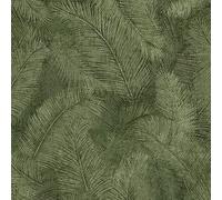 Grandeco Floating Leaf Feather Textured Wallpaper, Green, Green