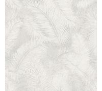 Grandeco Floating Leaf Feather Textured Wallpaper, White
