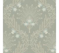 Grandeco Flora Sage Green Blue Wallpaper Flowers Nature Modern Textured Vinyl