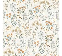 Grandeco Floral Sprig Wildflower Inspired Flowers Botanical Wallpaper in Soft Colours Perfect for Nurseries Bedrooms Feature Walls Dining Areas Rust (209001)