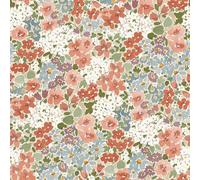 Grandeco Flower Garden Painterly Style Floral Matte Finish Wallpaper for Romantic Bedrooms Hallways Dining Rooms Rust/Blue (208901)