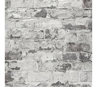 Grandeco Gduk Distressed Brick Effect Epid Textured Wallpaper, Grey