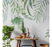 Grandeco Gduk Ginko Watercolour Trailing Leaves And Fronds 3 Lane Repeatable Wallpaper Mural, 1.59 X 2.8M, Green
