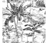 Grandeco Gduk Jungle Leaf Chooky Textured Wallpaper, Black White