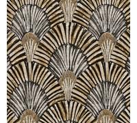 Grandeco Gduk Tribal Art Deco Ametri Textured Wallpaper, Black Gold