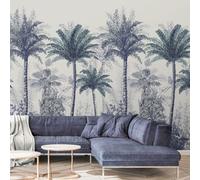 Grandeco Gduk Tropical Palm Tree Tops 3 Lane Repeatable Wallpaper Mural, 1.59 X 2.8M, Blue
