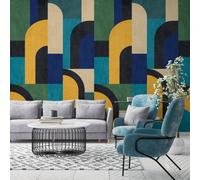 Grandeco Geo Modernist Shapes 3 Lane Repeatable Wallpaper Mural 1.59 X 2.8M, Blue