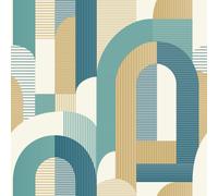 Grandeco Geometric Arc Textured Wallpaper, Blue, Blue