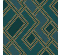 Grandeco Geometric Fabric Geo Textured Wallpaper, Green Gold