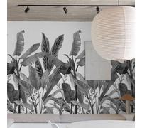 Grandeco Graphic Palm Leaves 3 Lane Repeatable Wallpaper Mural 1.59 X 2.8M, Black & White