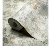 Grandeco Green Distressed Stone Effect Modern Embossed Wallpaper