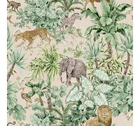Grandeco Green Safari Jungle Smooth Wallpaper