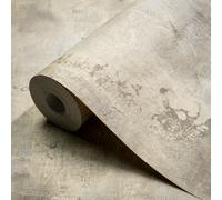 Grandeco Greige Distressed Metallic Effect Modern Embossed Wallpaper