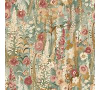 Grandeco Handpainted Delphinium Forest Floral Garden Textured Wallpaper, Sage Green Neutral, Green