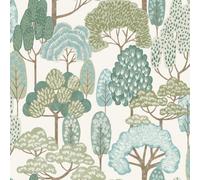 Grandeco Happy Trees Brushstroke Nursery Textured Wallpaper, Teal Green
