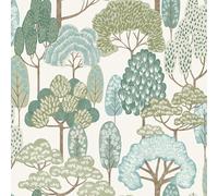 Grandeco Happy Trees Brushstroke Nursery Textured Wallpaper, Teal Green