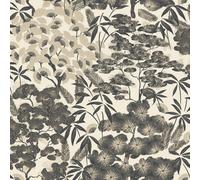 Grandeco Hisae Oriental Leaf Metallic Textured Wallpaper Natural