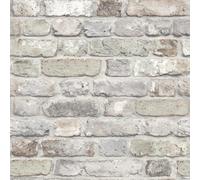 Grandeco Industrial Rustic Neutral Brick Textured Wallpaper