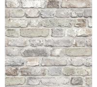 Grandeco Industrial Rustic Realistic Brick Textured Wallpaper in Natural Grandeco Natural
