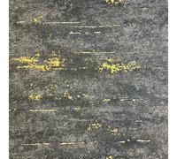 Grandeco Industrial Stone Concrete Wallpaper Paste The Wall Black Metallic Gold