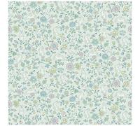 JS3102 Non-Woven Wallpaper Flowers Rabbits Birds Tendrils Leaves Green Pink Blue
