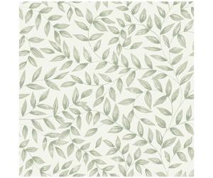 Grandeco Jessy Inia Sage Green Leaf Wallpaper Paste The Wall Vinyl Scrubbable
