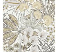 Grandeco Jody Retro Jungle Botanical Textured Wallpaper, Neutral Grey