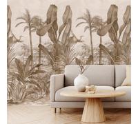 Grandeco Jungle Safari Pavillion 3 Panel Repeatable Mural 1.59 X 2.8M, Sepia