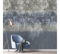 Grandeco Kamaru Tropical Distressed Palm Leaf Silhouette 4 Lane Repeatable Wallpaper Mural