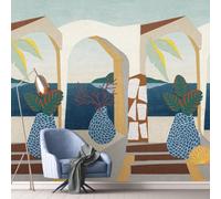 Grandeco Karein Sajo Mediterranean Riveria Fresco Scene 4 Lane Repeatable Wallpaper Mural