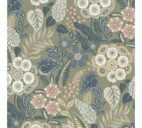 Grandeco Karuna Retro Flowers White Orange Wallpaper Botanical Paste The Wall