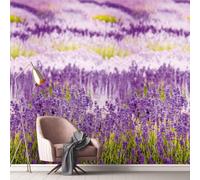 Grandeco Lavender Flower Fields 3 Lane Repeatable Textured Mural, 2.8 X 1.59M, Purple