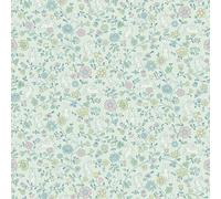 Grandeco Liberty Floral Bunny Trail Nursery Textured Wallpaper Green