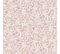 Grandeco Liberty Floral Bunny Trail Nursery Textured Wallpaper in Light Pink Grandeco Light Pink