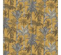 Grandeco Life Hawaiian Palm Ochre Wallpaper 161205 - Tropical Palm Leaf