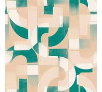 Grandeco Life Karuna Green Wallpaper Geometric Pattern Overlapping Semicircles