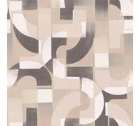 Grandeco Life Karuna Grey Wallpaper Geometric Pattern Overlapping Semicircles