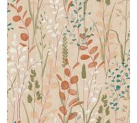Grandeco Galia Watercolour Wild Flower Medow Textured Wallpaper, Coral Pink, Pink