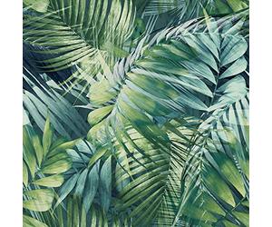 Grandeco Life Nomad Antigua Palm Teal Green Wallpaper 170702 - Tropical Jungle