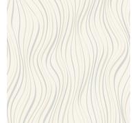 Grandeco Line-Up Wave Stripe Blown Vinyl Textured Wallpaper, Neutral