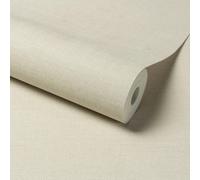 Grandeco Linen Effect Fabric Plain Textured Wallpaper, Beige