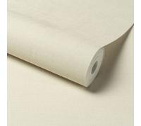 Grandeco Linen Effect Fabric Plain Textured Wallpaper, Cream
