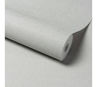 Grandeco Linen Effect Fabric Plain Textured Wallpaper, Grey
