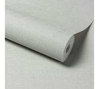 Grandeco Linen Effect Fabric Plain Textured Wallpaper, Grey