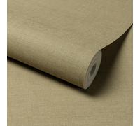 Grandeco Linen Effect Fabric Plain Textured Wallpaper, Moss Green