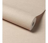 Grandeco Linen Effect Fabric Plain Textured Wallpaper, Pink