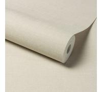 Grandeco Linen Effect Fabric Plaintextured Wallpaper, Beige