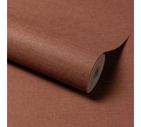 Grandeco Linen Effect Fabric Plaintextured Wallpaper, Rust Red