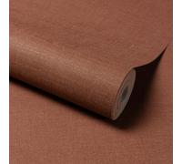 Grandeco Linen Effect Fabric PlainTextured Wallpaper, Rust Red